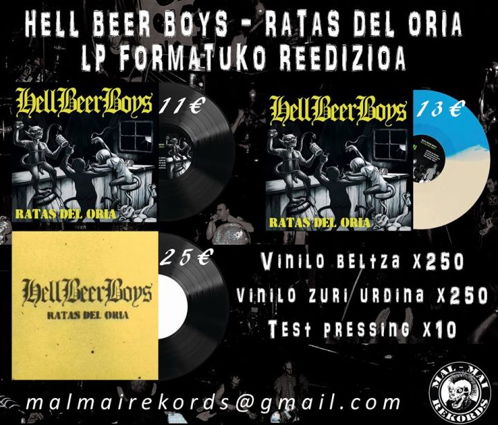 Reedición en vinilo de 'Ratas Del Oria' de Hell Beer Boys realizada por Malmai Records (2020)