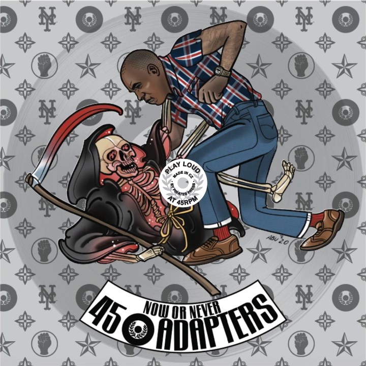 Portada de 'Now or Never' Ep de 45 Adapters, publicado por Pirates Press Recors en febrero de 2021