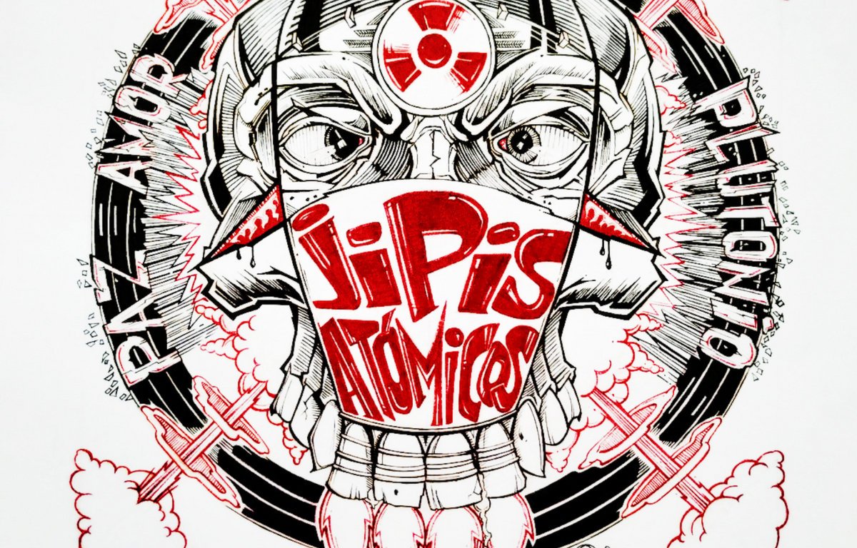 Portada del disco 'Paz, amor, plutonio' de Jipis Atómicos (2021)