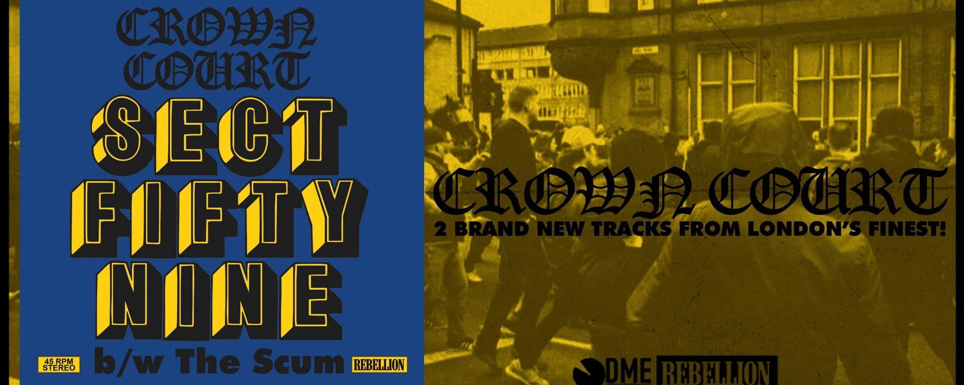 Nuevo 7" de Crown Court: Sect Fifty Nine / Scum (Rebelion Records, 2021)