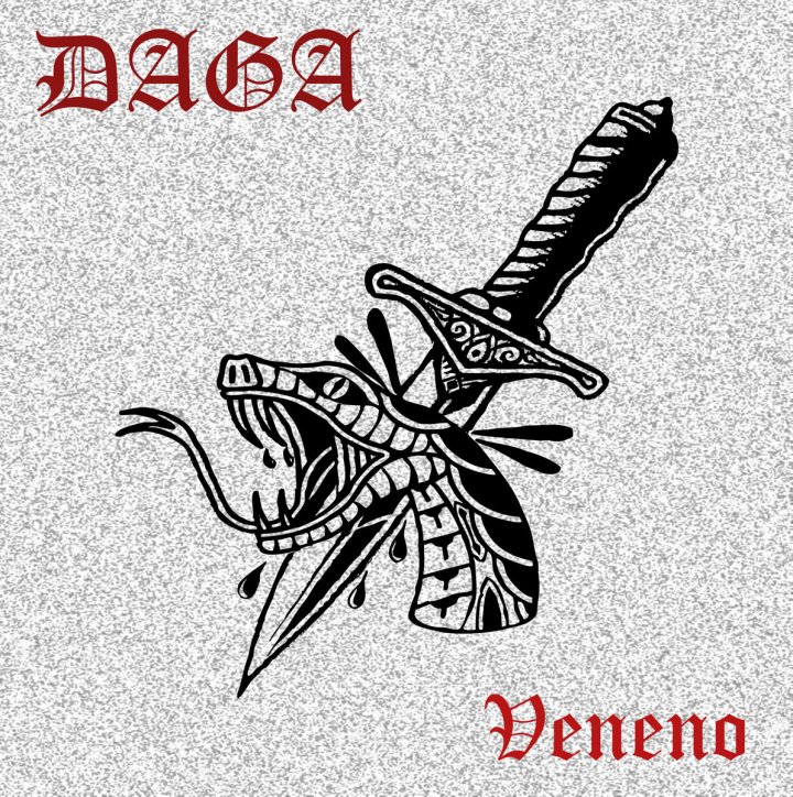 Portada del 7" titulado 'Veneno' de Daga [Amor y Rabia Records, 2021]