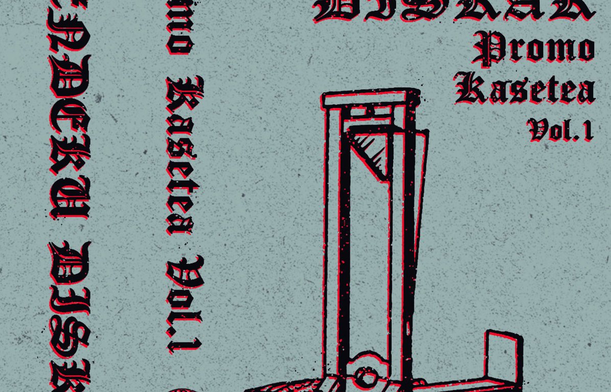 Portada de la cassette 'Mendeku Diskak Promo Kasetea Vol​.​1' de Mendeku Diskak con Contempt, Castillo, Ogro, Repeat Offender y Scalpo (2021)