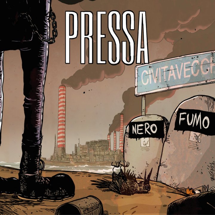Portada del disco 'Nero Fumo' de Pressa, banda street punk y hardcore procedente de la ciudad de Civitavecchia