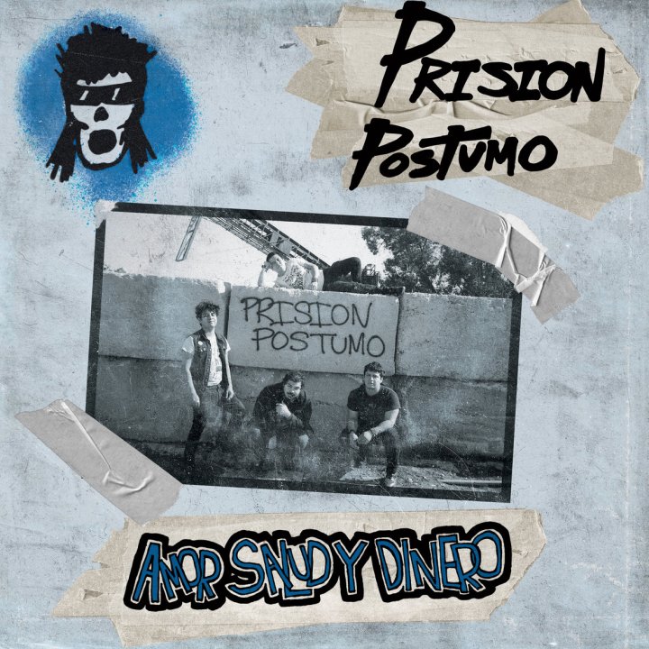 Portada del disco 'Amor, salud y dinero' editado en 2021 por Prisión Póstumo, banda punk procedente de Santa Ana (California)