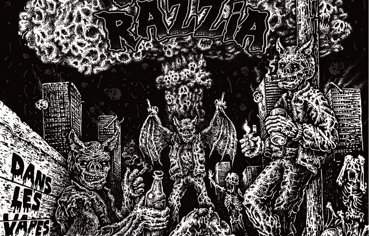 Portada del flexi 7" 'Dans les vapes' de Ultra Razzia que edita Primator Crew (2021)