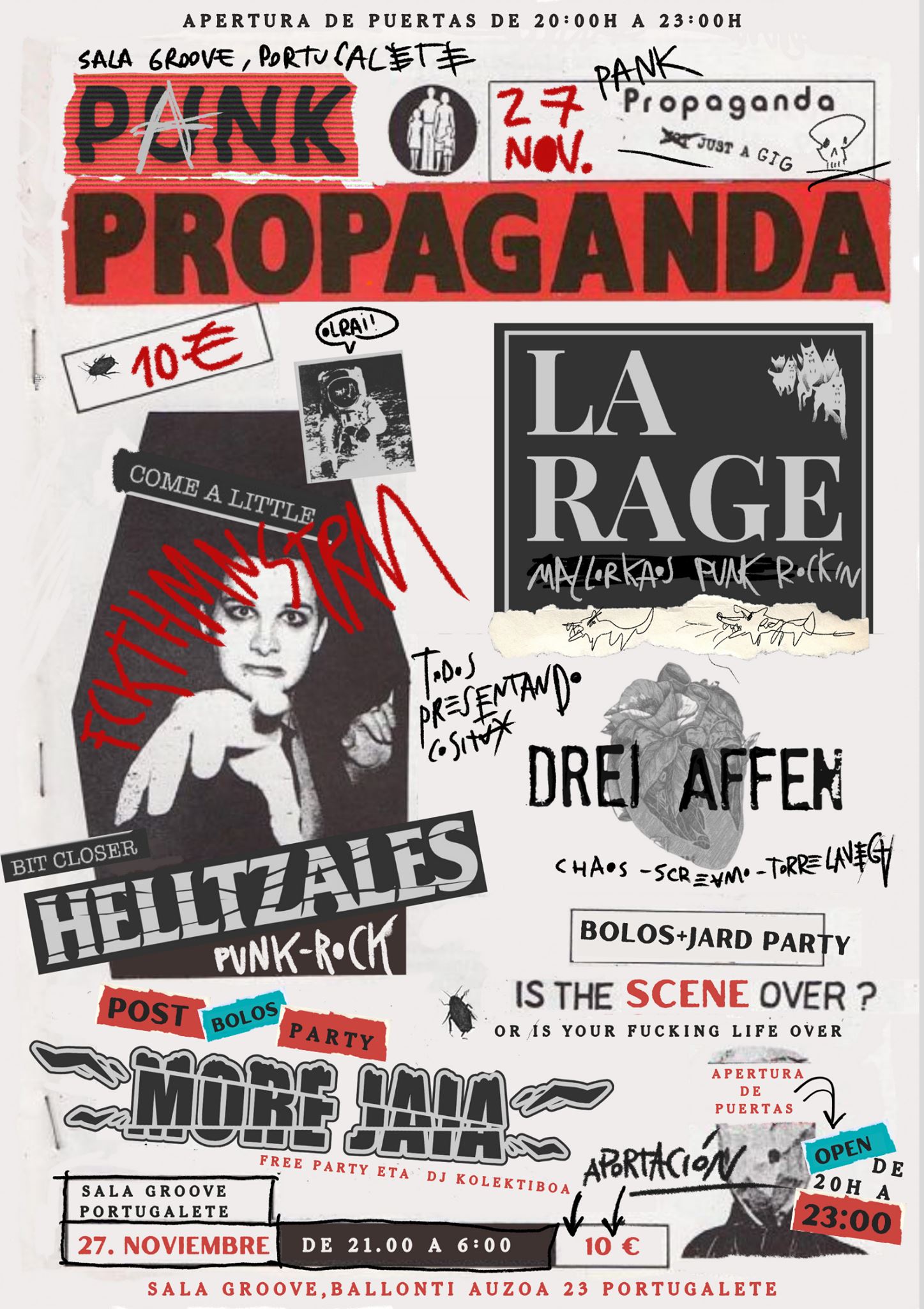 Cartel del concierto de Helltzales, La Rage y Drei Affen @ Sala Groove