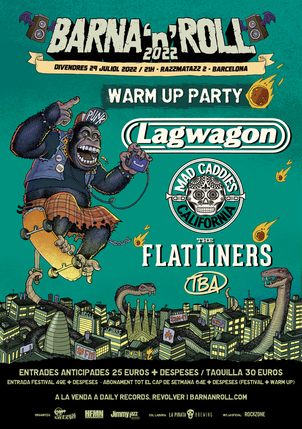 Cartel de la warm up party del Barna'n'Roll 2022