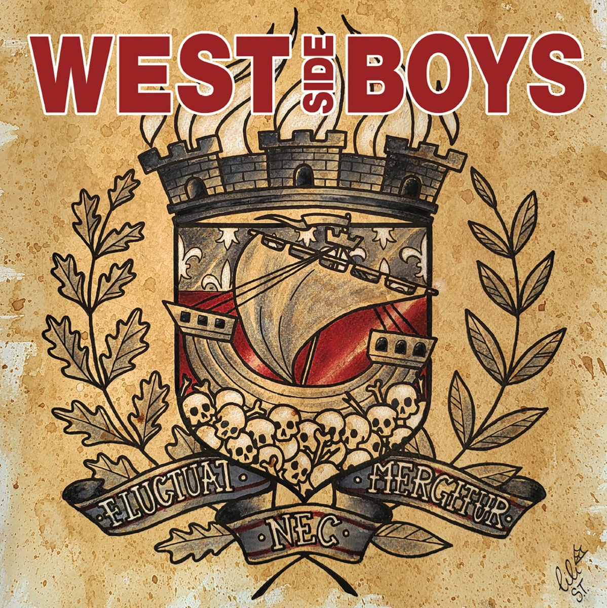 Portada del 7" 'Fluctuat Nec Mergitur' de West Side Boys (2022)