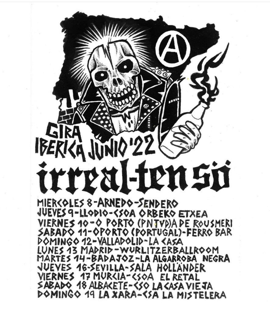 Cartel de la gira ibérica de junio de 2022 entre Irreal y Tensö