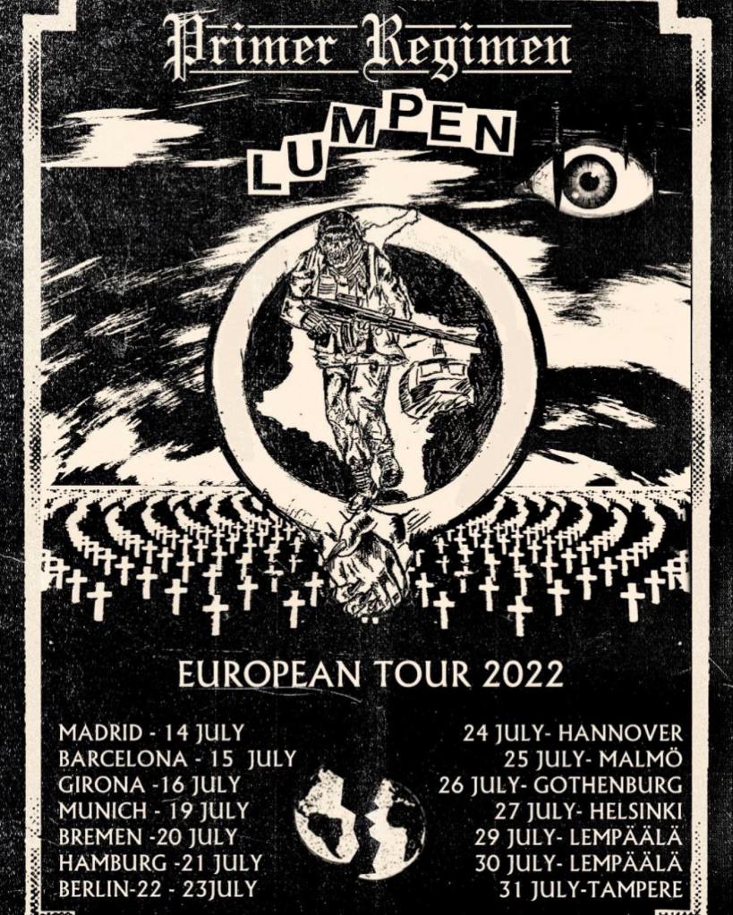 Cartel de la gira europea 2022 de Primer Régimen y Lumpen