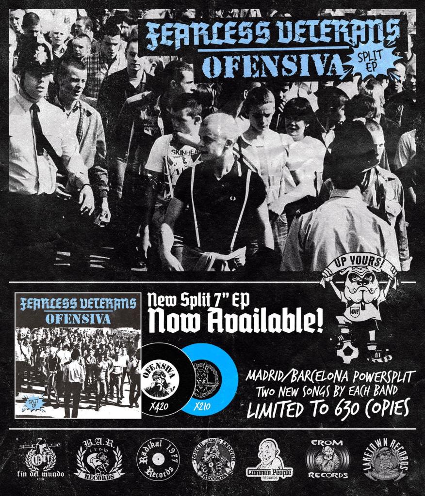 Portada del 7" split entre Fearless Veterans y Ofensiva (2022)