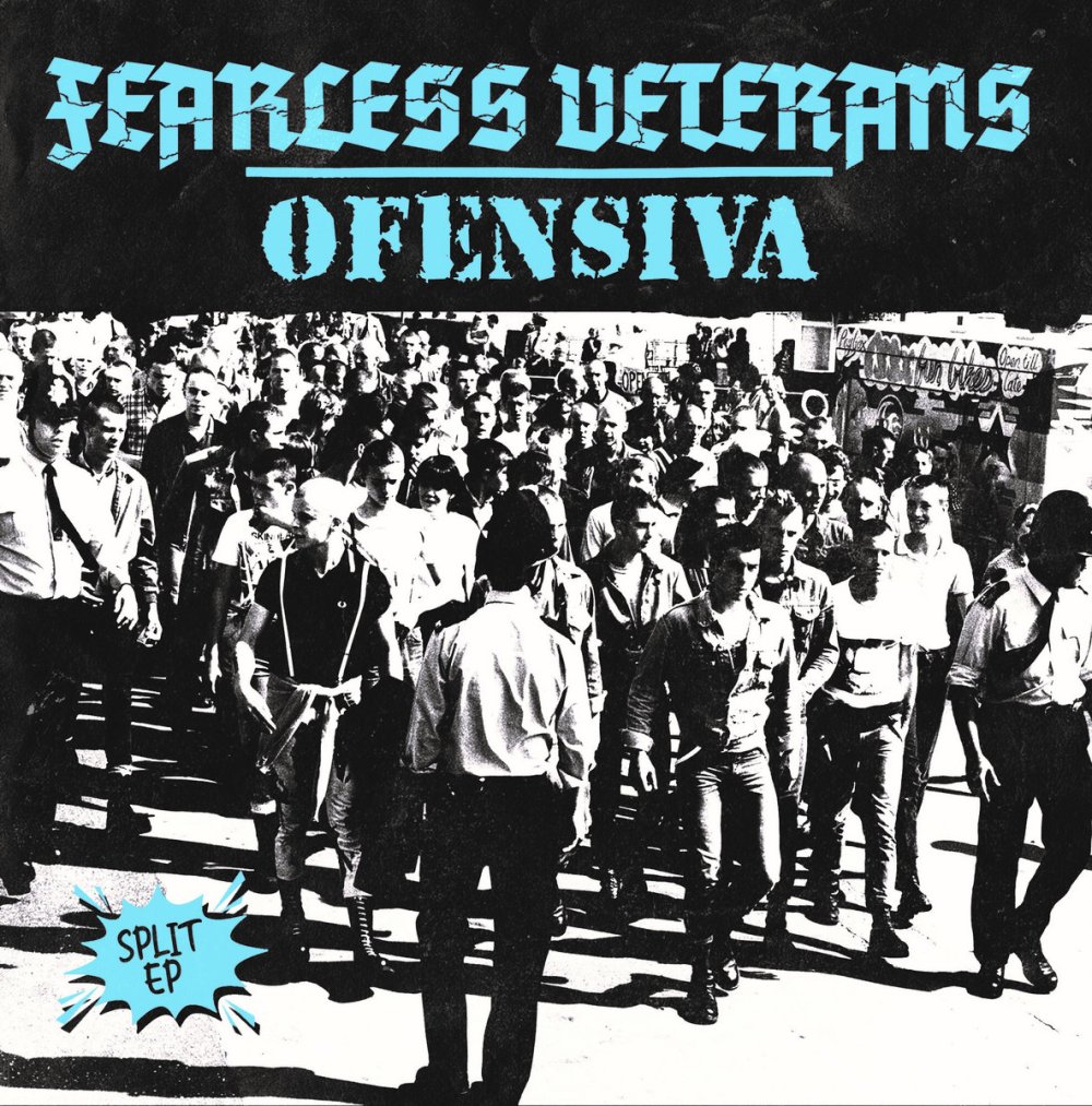 Portada del 7" split entre Fearless Veterans y Ofensiva (2022)
