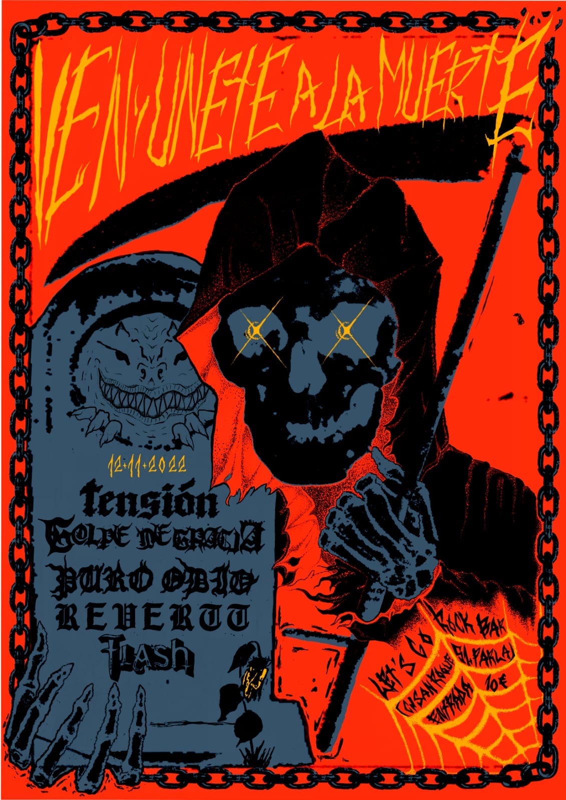 Cartel del concierto de Tensión + Golpe de Gracia + Puro Odio + Revertt + Flash @ Let's Go Bar (Parla)