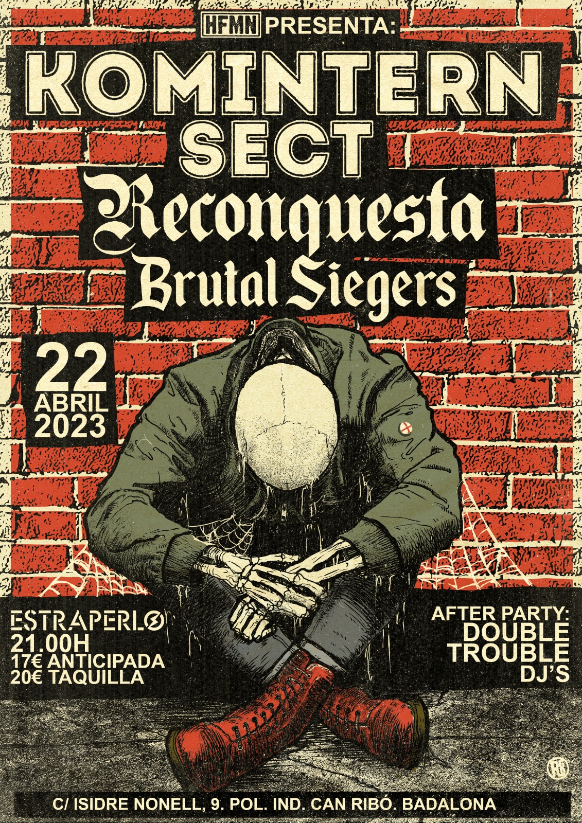 Cartel del concierto de Komintern Sect + Reconquesta + Brutal Siegers @ Estraperlo Club | Badalona