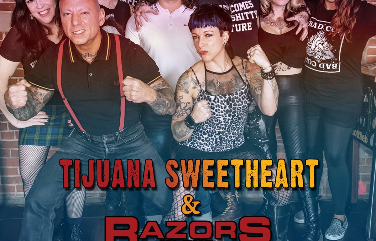 Portada del split entre Razors In The Night y Tijuana Sweetheart (2022)