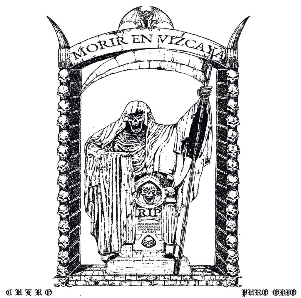 Portada del 12" 'Morir en Vizcaya' compartido entre Cuero y Puro Odio (2023)