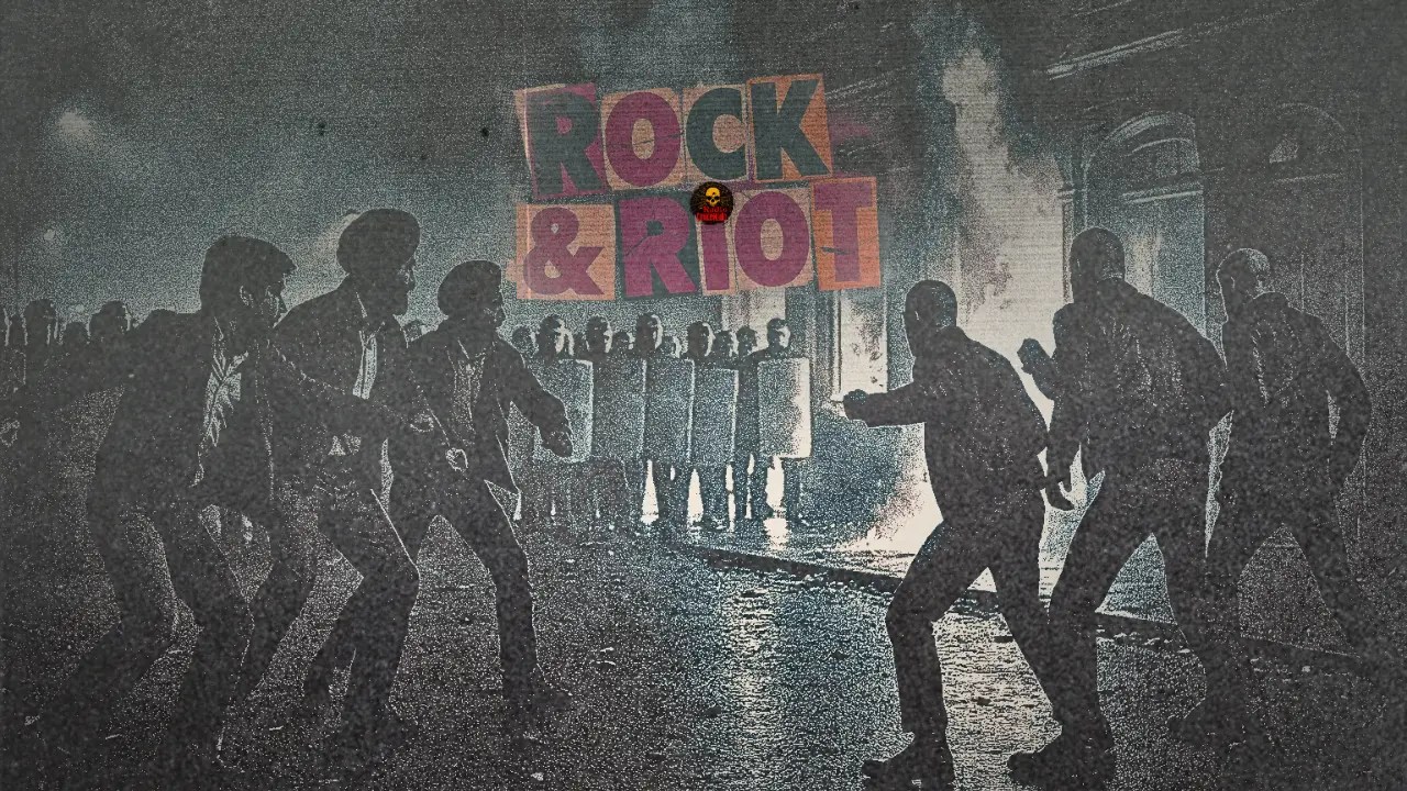 Imagen generada por IA para ilustración la publicación sobre el episodio #166 de Radio Condenado: Rock and Riot