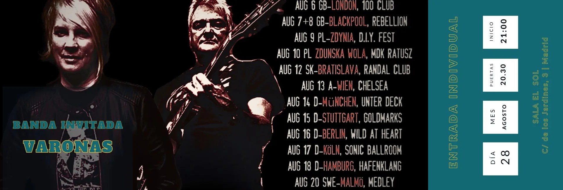 Crónica concierto Avengers en la sala El Sol, Madrid, el jueves 28 de agosto de 2025